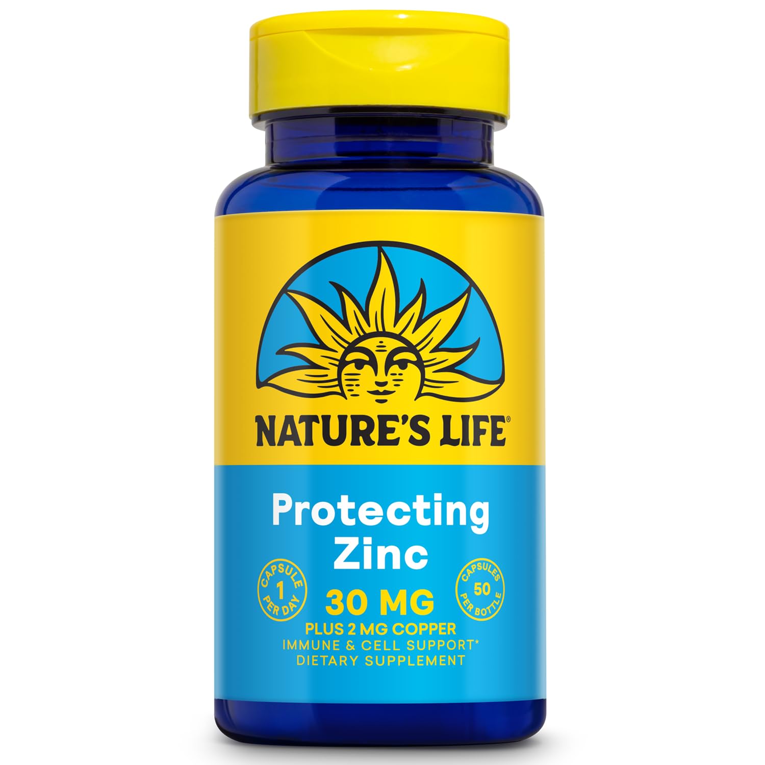 Nature's Life Zinc Picolinate 30mg Plus 2mg of Copper - Chelated Zinc Supplement for Immune, Cardiovascular, Skin, Cellular Function, and Muscle Support - 60-Day Guarantee - 50 Servings, 50 Capsules Nature's Life uk supplements