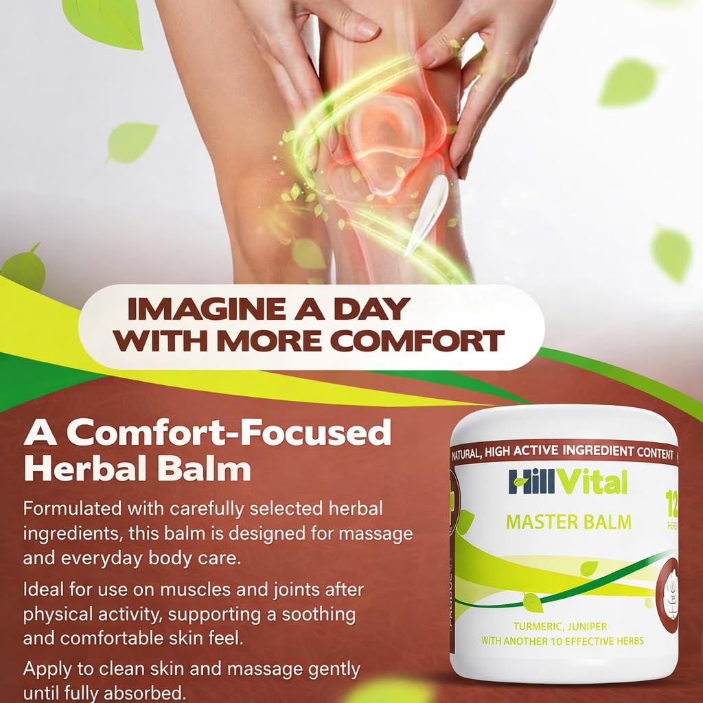 HillVital Herbal Joint Care Balm – Soothing Arnica & Turmeric Blend for Muscles & Joints – Lightweight Herbal Cooling Gel with Mint & Rosemary – Fast-Absorbing Natural Topical Cream Hill Vital Natural Solutions uk supplements