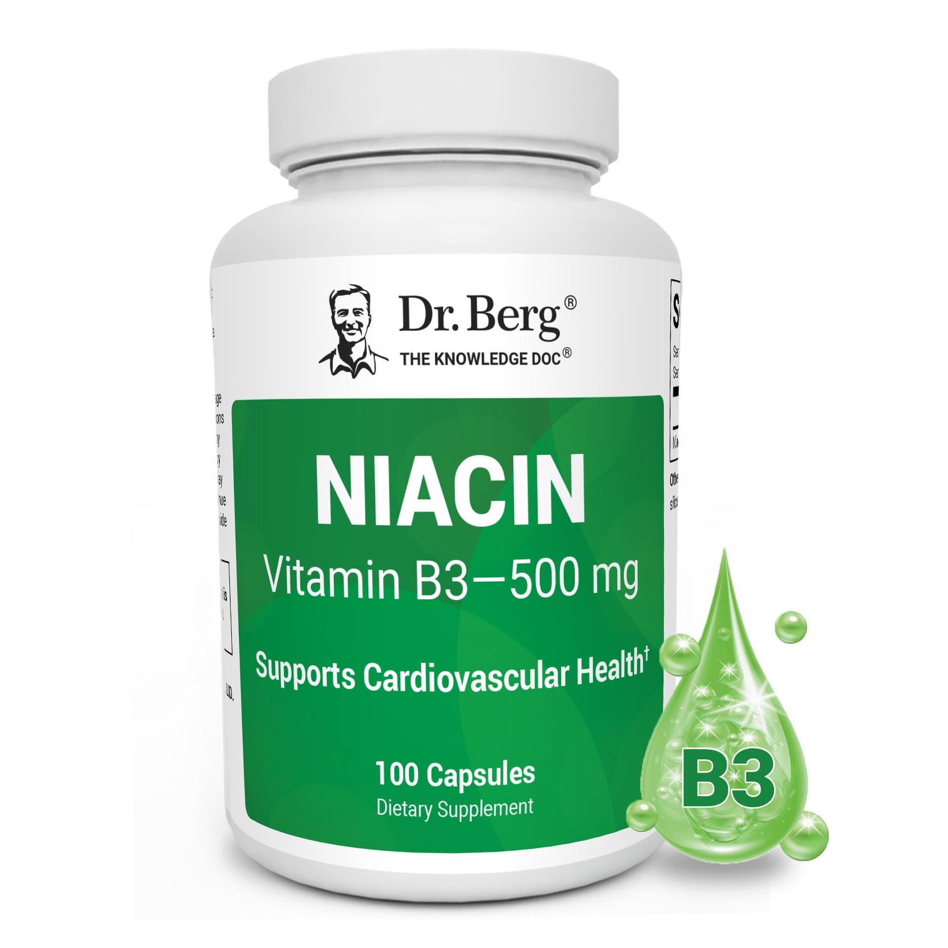 Dr. Berg Highly-Potent Niacin 500 mg – Now Only 125 mg per Capsule for Niacin Flush Tolerance Building – Gradually Increase to 500mg a Day – Vitamin B3 for Heart, Brain & Energy Support – 100 Capsules Dr. Berg Nutritionals uk supplements