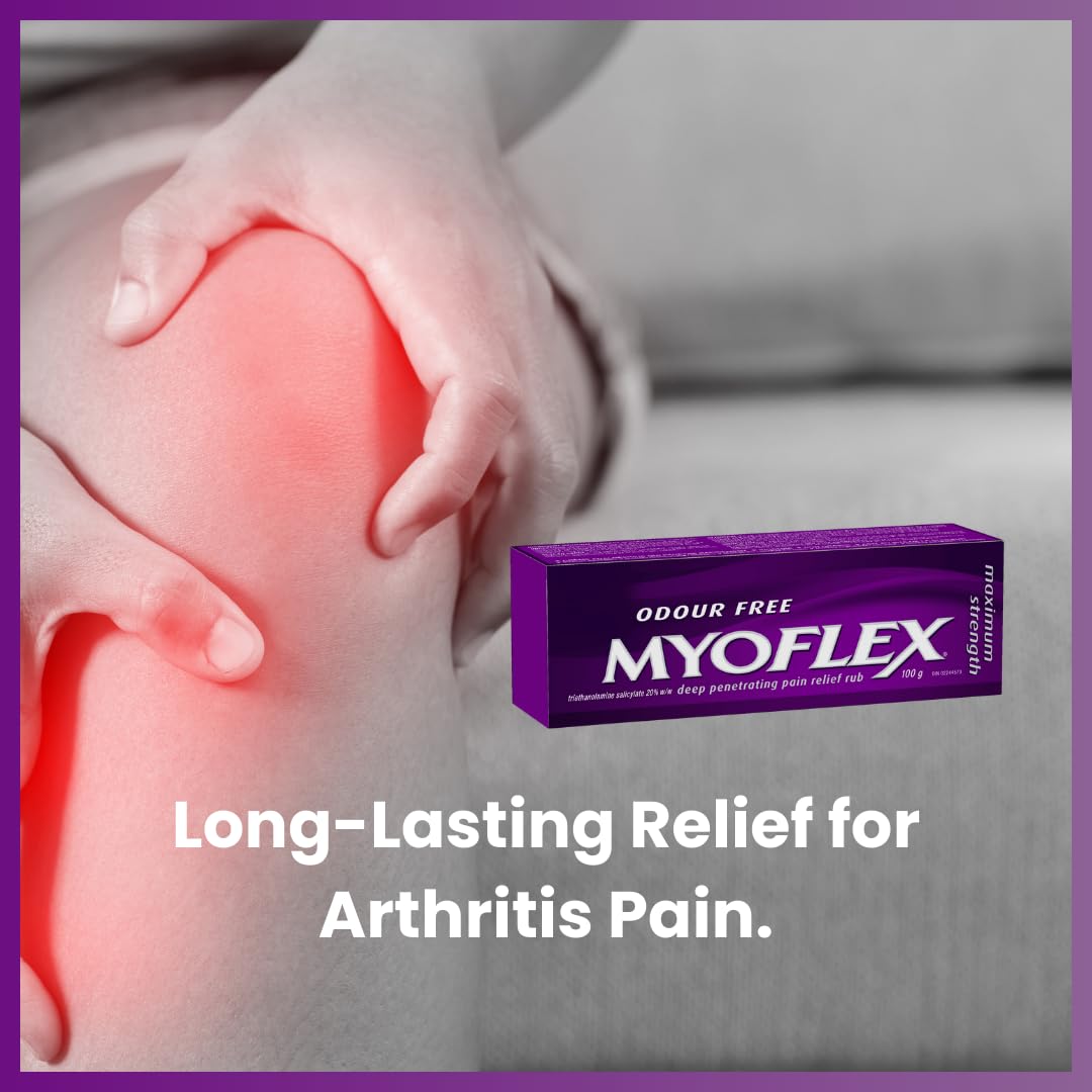 Myoflex Pain Relief Rub | Odourless | Provides Deep Penetrating Relief of Muscle Soreness & Joint Pain | Menthol Free | Stain Free | Non-Greasy | Great for Ages 2+ | 100 Grams (Maximum Strength) Myoflex uk supplements