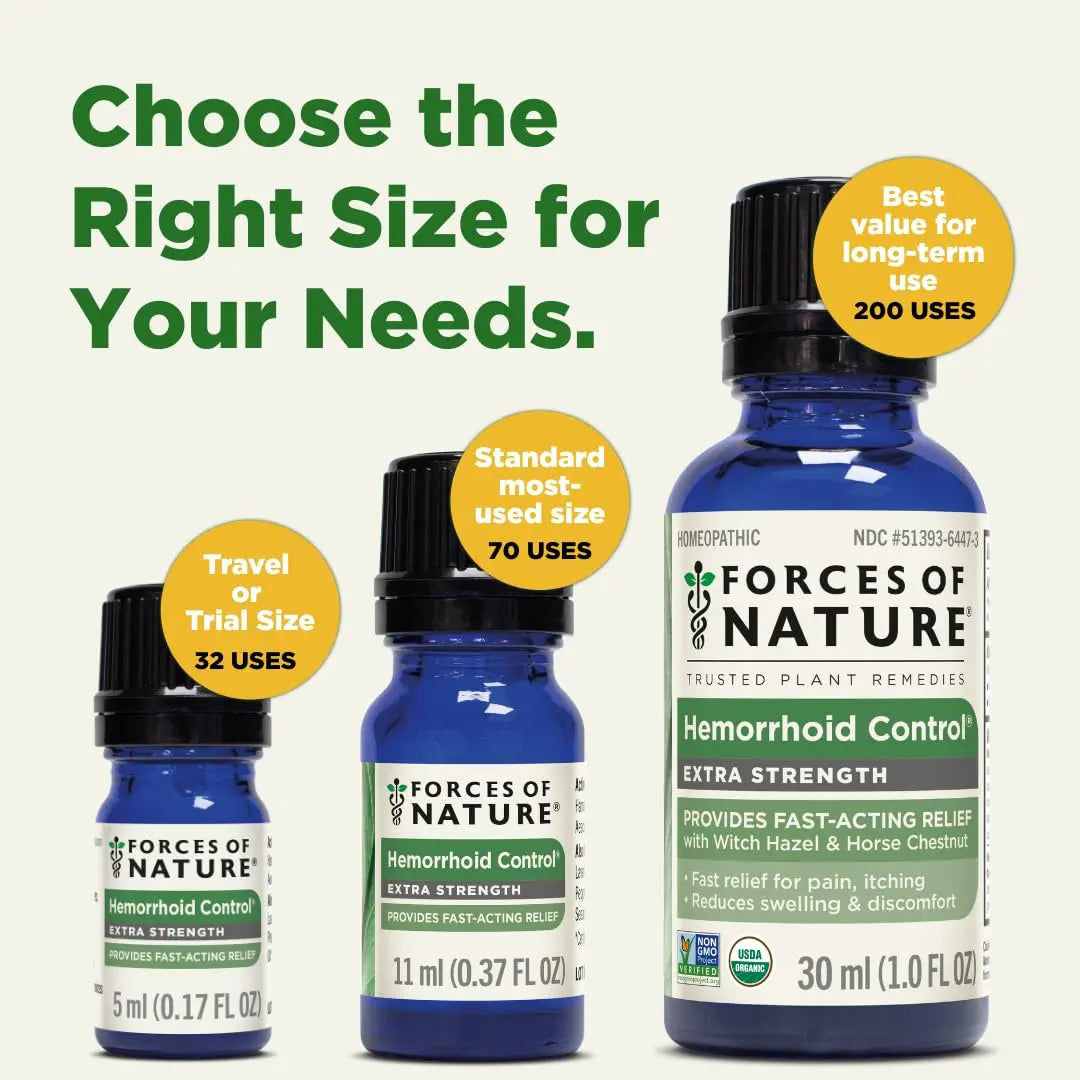 Forces of Nature Hemorrhoid Control Extra Strength, Organic Homeopathic Medicine with Witch Hazel, Horse Chestnut, and Soothing Essential Oils for Itching, Swelling & Discomfort, 5ml (0.17 fl oz) Forces of Nature uk supplements
