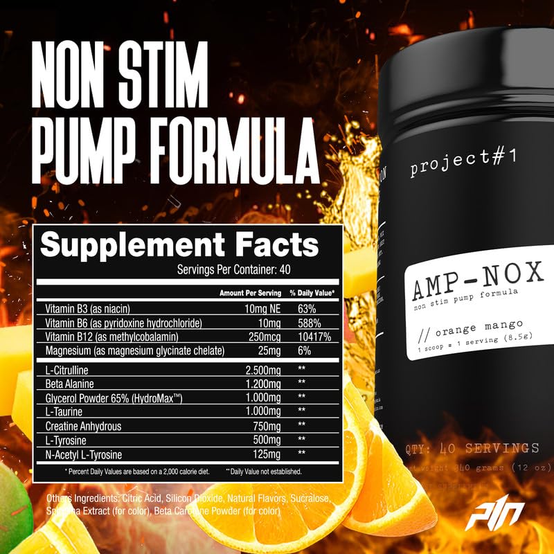 Project #1 AMP-NOX: Pre & Post Workout Powder to Boost Focus & Pump | Energizing Project #1 uk supplements