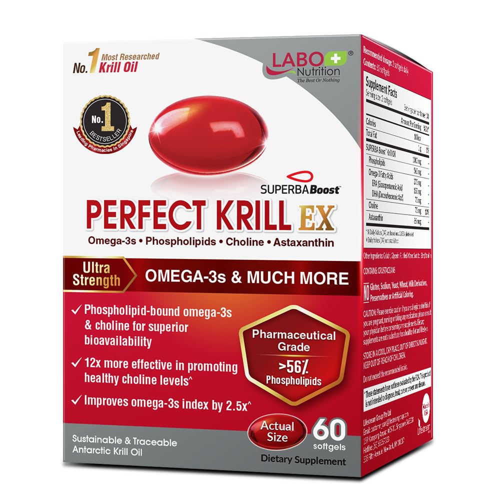 LABO Nutrition Perfect Krill EX, The Purest Ultra Strength Antarctic Krill Oil, Highest Phosph LABO Nutrition uk supplements