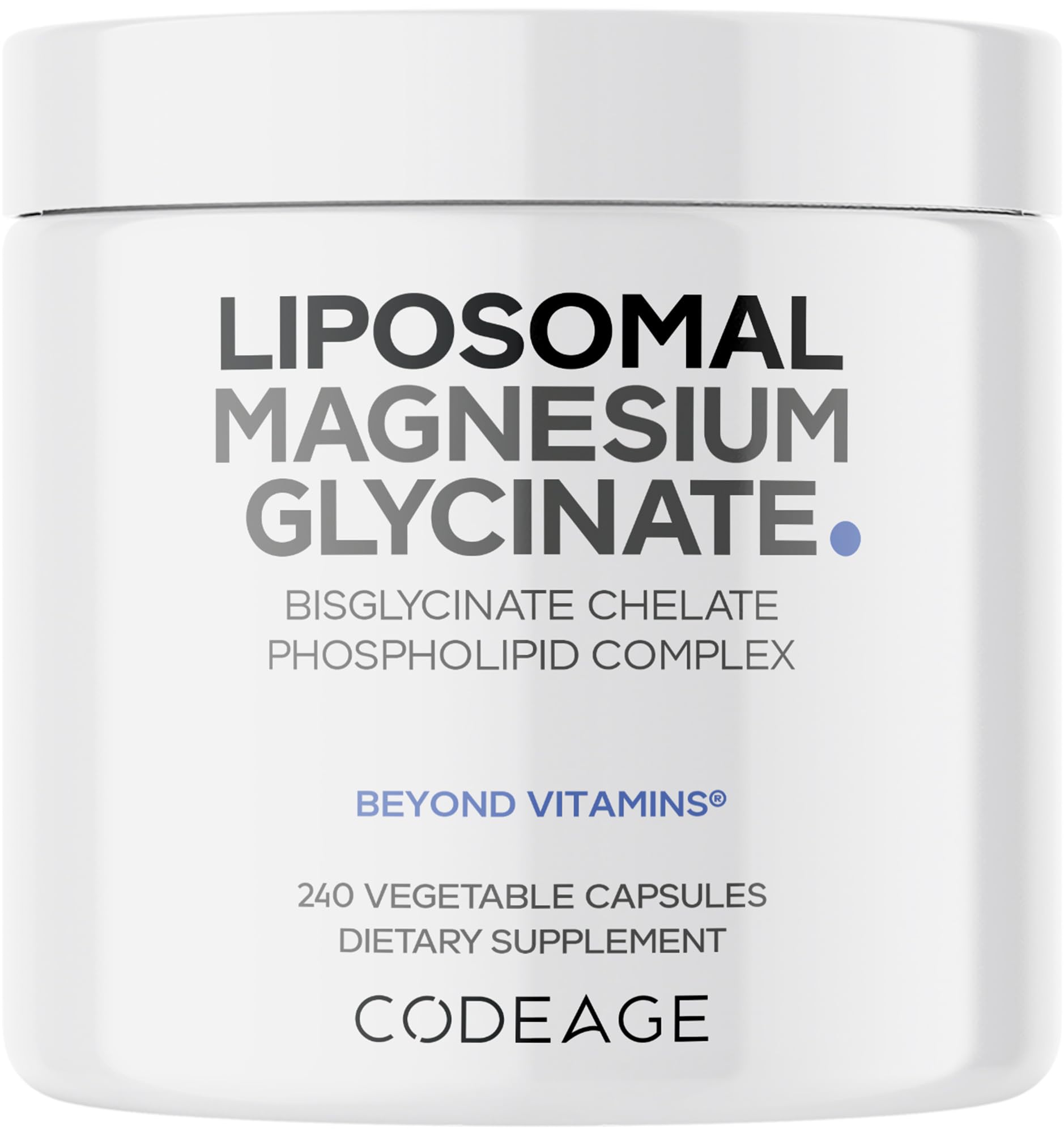 Codeage Liposomal Magnesium Glycinate Supplement, 2-Month Supply, Bisglycinate Magnesium Chelate, Chelated Magnesium Mineral Pills, BioPerine Black Pepper Vitamins Capsules, Non-GMO Vegan, 240 ct Codeage uk supplements