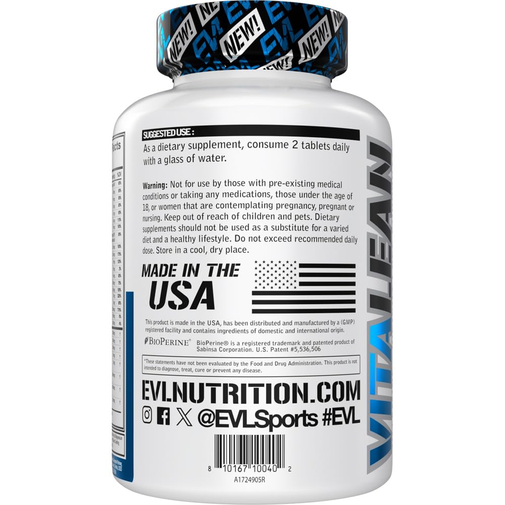 Evlution Nutrition VitaLean - Vitamins + Weight Loss Support - Key Vitamin + Core Antioxidant Support - Daily Nutrient & Weight Management Support - Bone, Eye & Immune Support - 45 Servings Evlution uk supplements