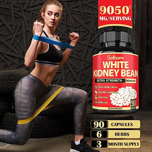 Pure White Kidney Bean Extract Capsules - 6 Herbal Ingredients 9050 mg Equivalent Satoomi uk supplements