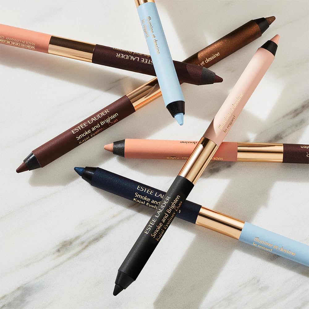 Estée Lauder Smoke and Brighten Long-Lasting Waterproof Kajal Eyeliner Pencil Duo, 0.03 Ounce, Dark Chocoloate/Rich Bronze Estée Lauder uk supplements
