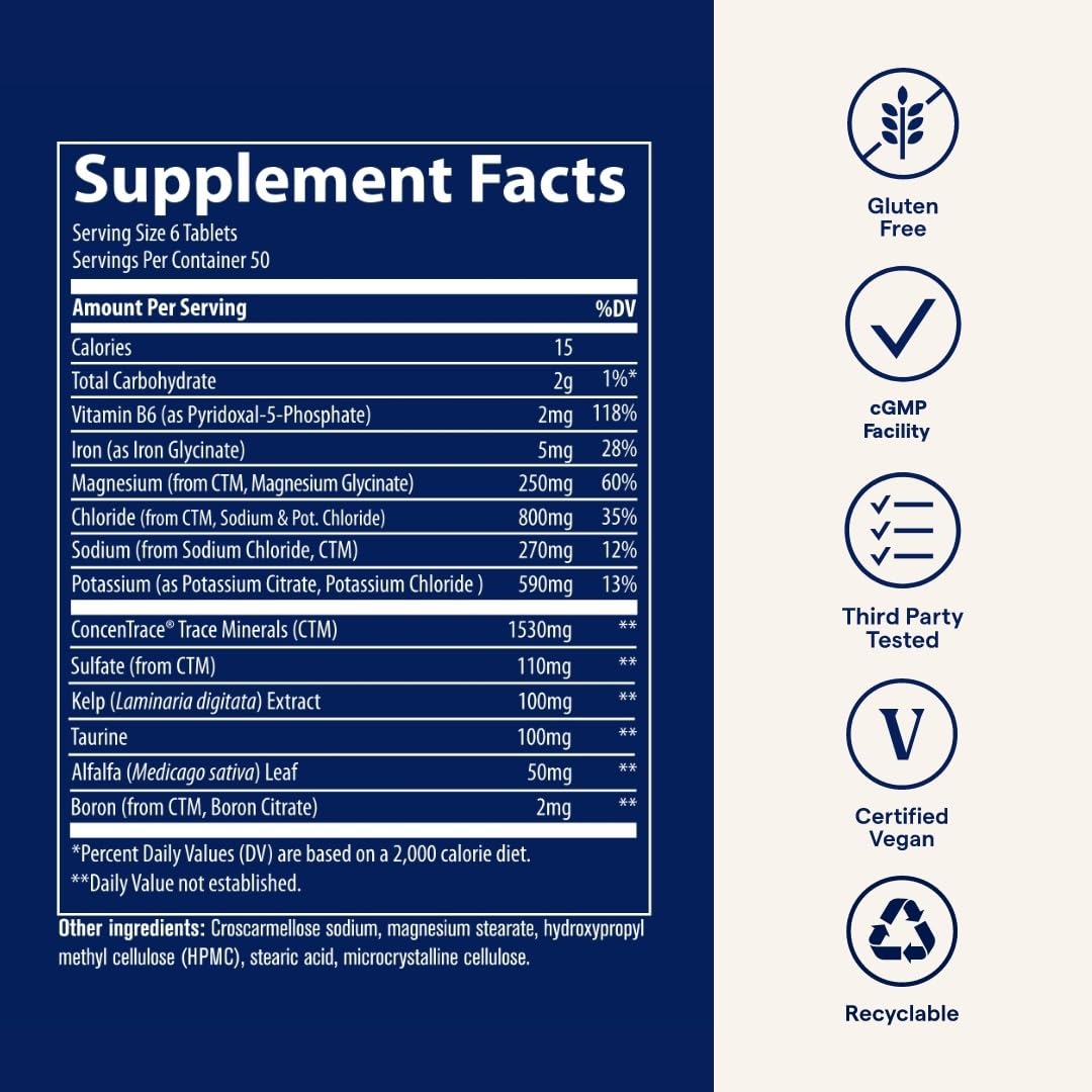 Trace Minerals Electrolyte Stamina - Daily Hydration Supplement for Electrolyte Balance - Energy Support - Full Spectrum of Ionic Minerals - Vegan - Gluten-Free - 300 Count (50 Servings) Trace Minerals uk supplements