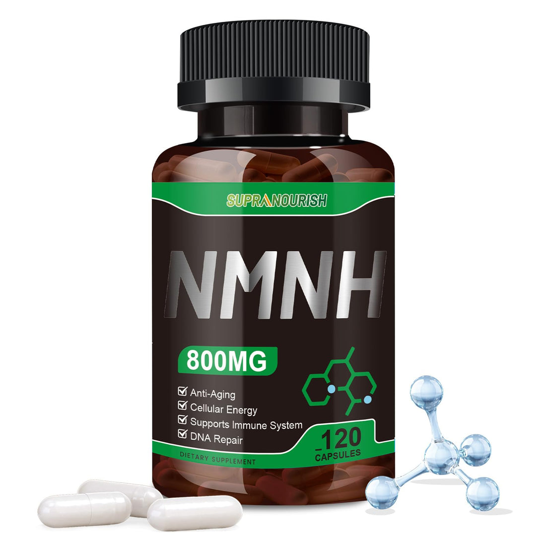 SUPRANOURISH Pure NMNH Supplement 120 Capsules - 800mg High-Purity NMNH Supplements, NAD Supplement for Boost NAD+ for Anti-Aging & Cellular Energy SUPRANOURISH uk supplements