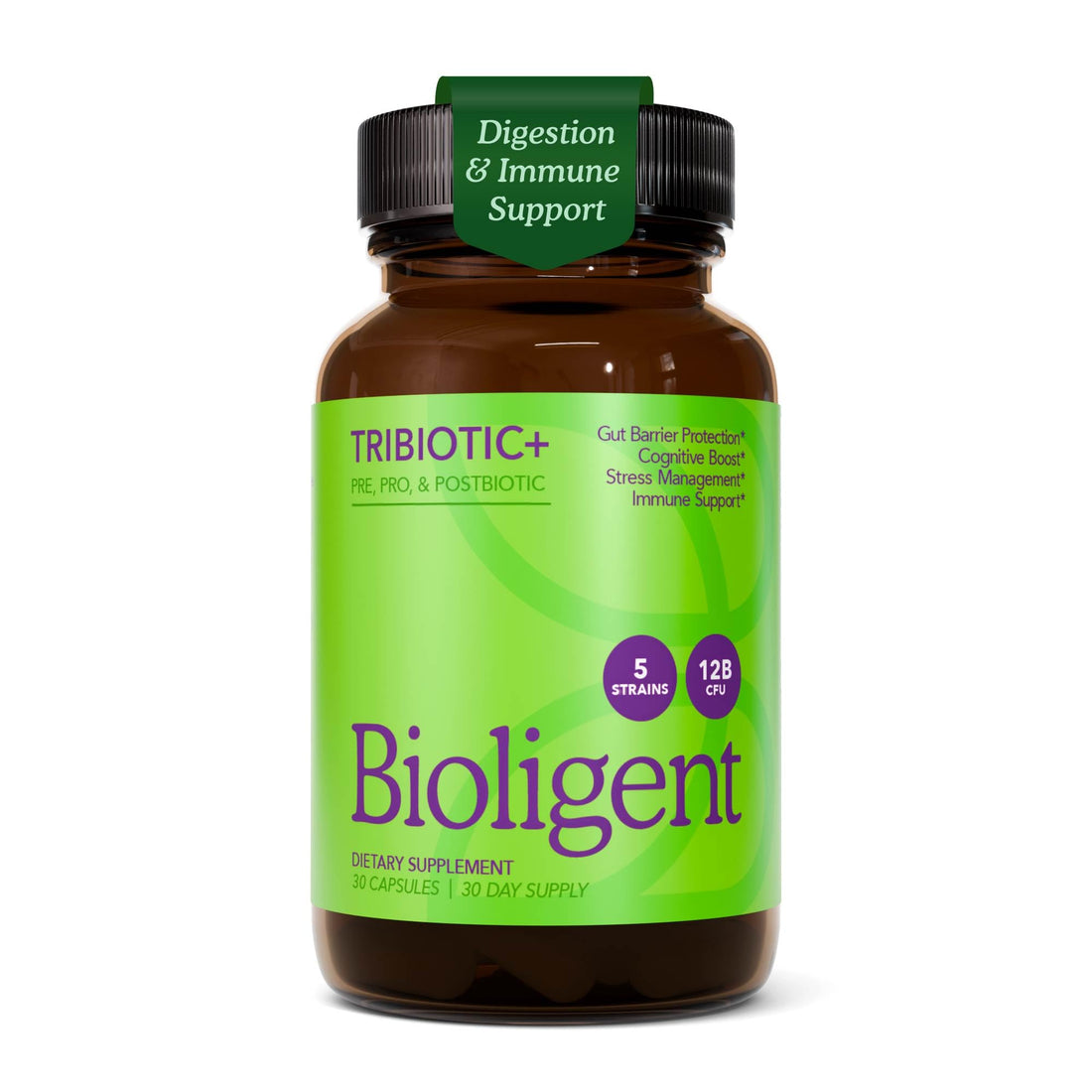 BIOLIGENT Tribiotic+ Prebiotic, Probiotic and Postbiotic Supplement for Women & Men, Gut Health, Immune Support, Bloating Relief, Daily Microbiome and Digestive Support, 30 Capsules, 30 Day Supply BIOLIGENT uk supplements
