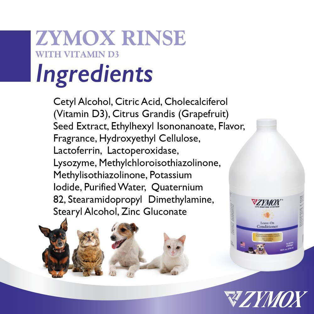 ZYMOX Leave-in Conditioner with Vitamin D3 for Cats & Dogs, 1gal Zymox uk supplements