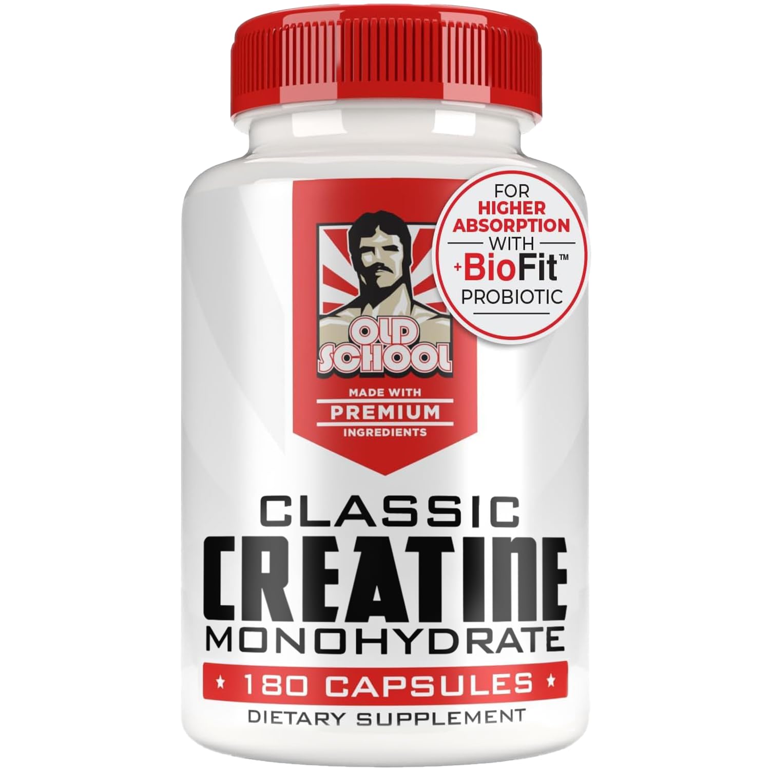 Old School Labs 5000mg Creatine Monohydrate Capsules With BioFit™ (Max Strength) Supports Muscle Growth & Recovery, Performance, Cognitive Health - Creatine Pills for Men & Women, Made in USA 180 Caps Old School Labs uk supplements