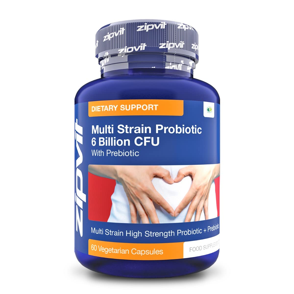 Probiotic 6 Billion Multi-Strain Live Bio Cultures Complex with Prebiotic, 60 Vegetarian Zipvit uk supplements