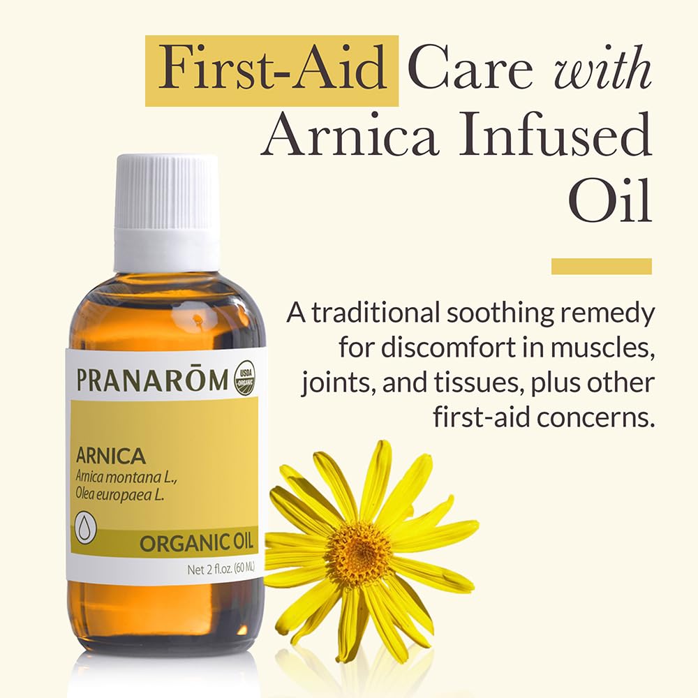 Pranarom - USDA Certified Organic French Arnica Virgin Plant Oil - 2 fl oz Glass Bottle - Massage Oil for Body Pranarom uk supplements