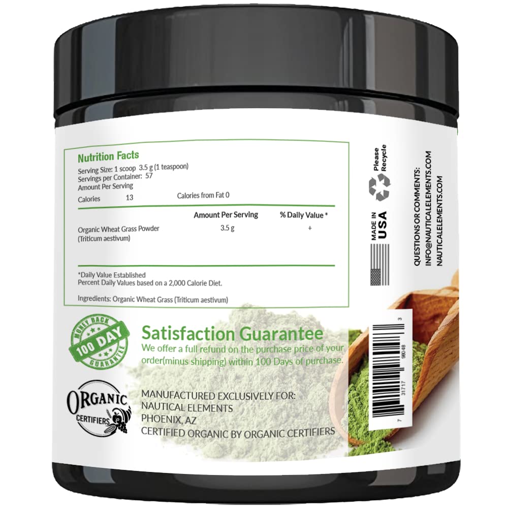 Wheatgrass Powder - USDA Certified Organic Wheat Grass Powder That Is Rich In Essential Amino Acids, Chlorophyll, Antioxidants, Fatty Acids, Minerals & Vitamins - US Grown - Vegan & Non-GMO Superfoods Nautical Elements uk supplements