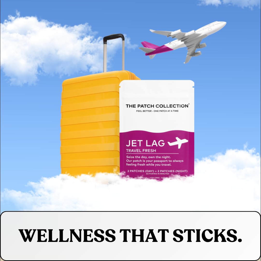 The Patch Collection® - Jet Lag Patch for Day & Night Time Zone Changes | Melatonin, Valerian Root, Passion Flower, Magnesium, Vitamin B1, B2, B3, Turmeric | 100% Natural & Vegan (Pack of 4) The Patch Collection uk supplements