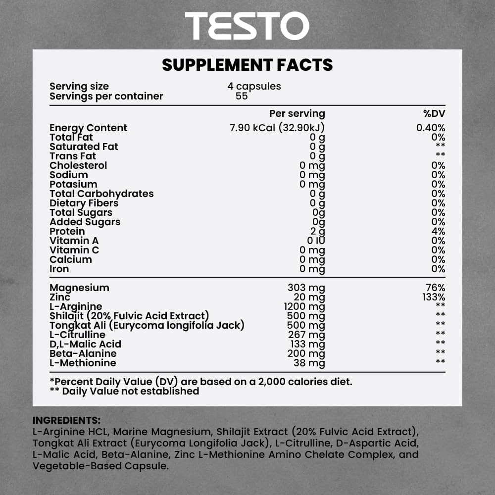 COURA Mens Testo Booster and Multivitamin for Men, 220 Capsules (55 Servings), with Shilajit, Zinc, Magnesium, L-Arginine, and Citrulline, Performance Support COURA uk supplements