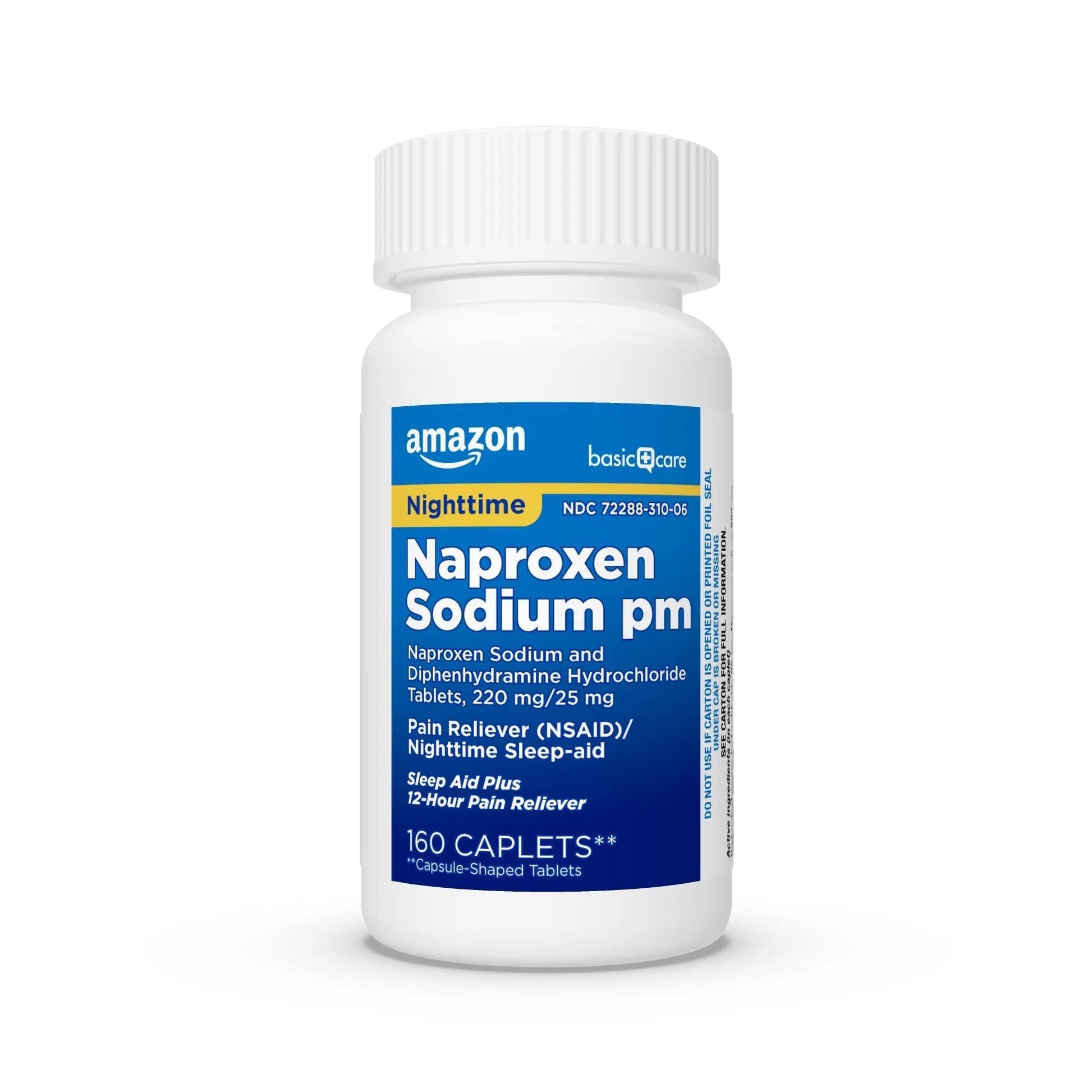 Amazon Basic Care All Night Pain Relief PM, Naproxen Sodium 220 mg/Diphenhydramine Hydrochloride 25 mg Tablets, Pain Reliever/Nighttime Sleep-Aid, 160 Count Amazon Basic Care uk supplements