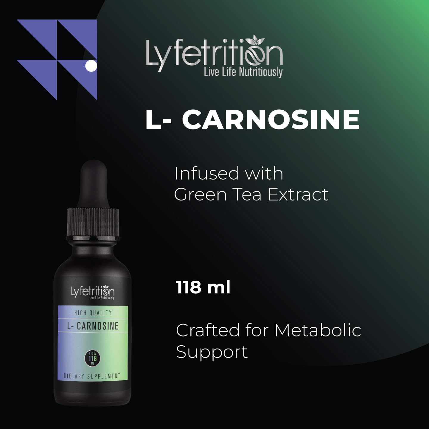 Lyfetrition L-Carnosine Liquid Supplement 118 ml, 4 FL Oz Liquid, 220 Servings, Made in USA, Quick Absorption, Potent Ingredients, Non-GMO Lyfetrition uk supplements