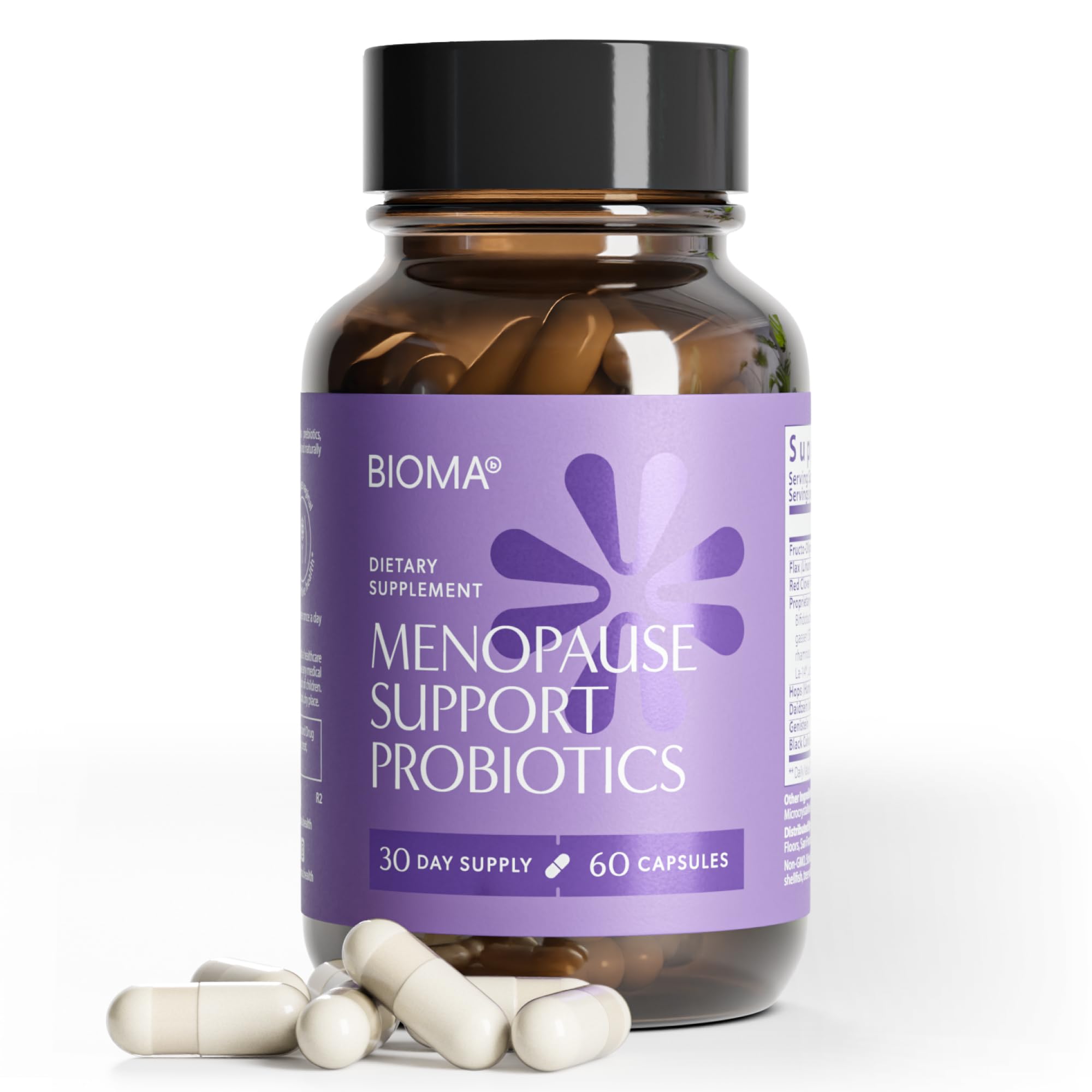 BIOMA Menopause Support Probiotics for Women - Hormone Free Hot Flash & Night Sweat Relief - Gut-Hormone Balance with Phytoestrogens, BB536, Delayed Release (60 Capsules - 30 Day Supply) BIOMA uk supplements