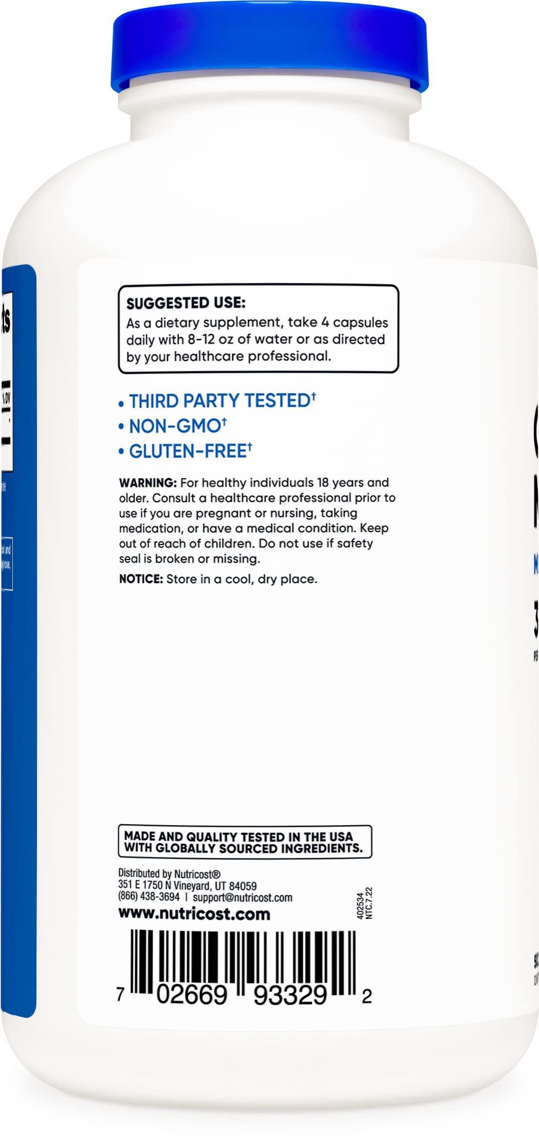 Nutricost Creatine Monohydrate 3000mg (750mg Per Cap), 500 Capsules (3 Bottles) Nutricost uk supplements