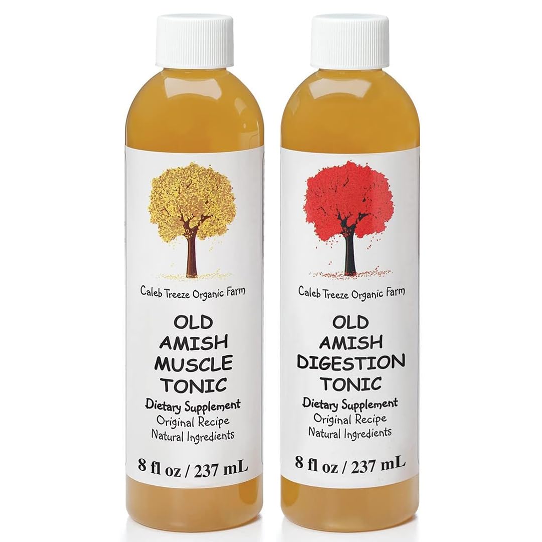 Old Amish Muscle and Digestion Tonic Pack (Formerly: Stops Leg Cramps and Stops Acid Reflux) with Apple Cider Vinegar Bundle by Caleb Treeze Caleb Treeze uk supplements