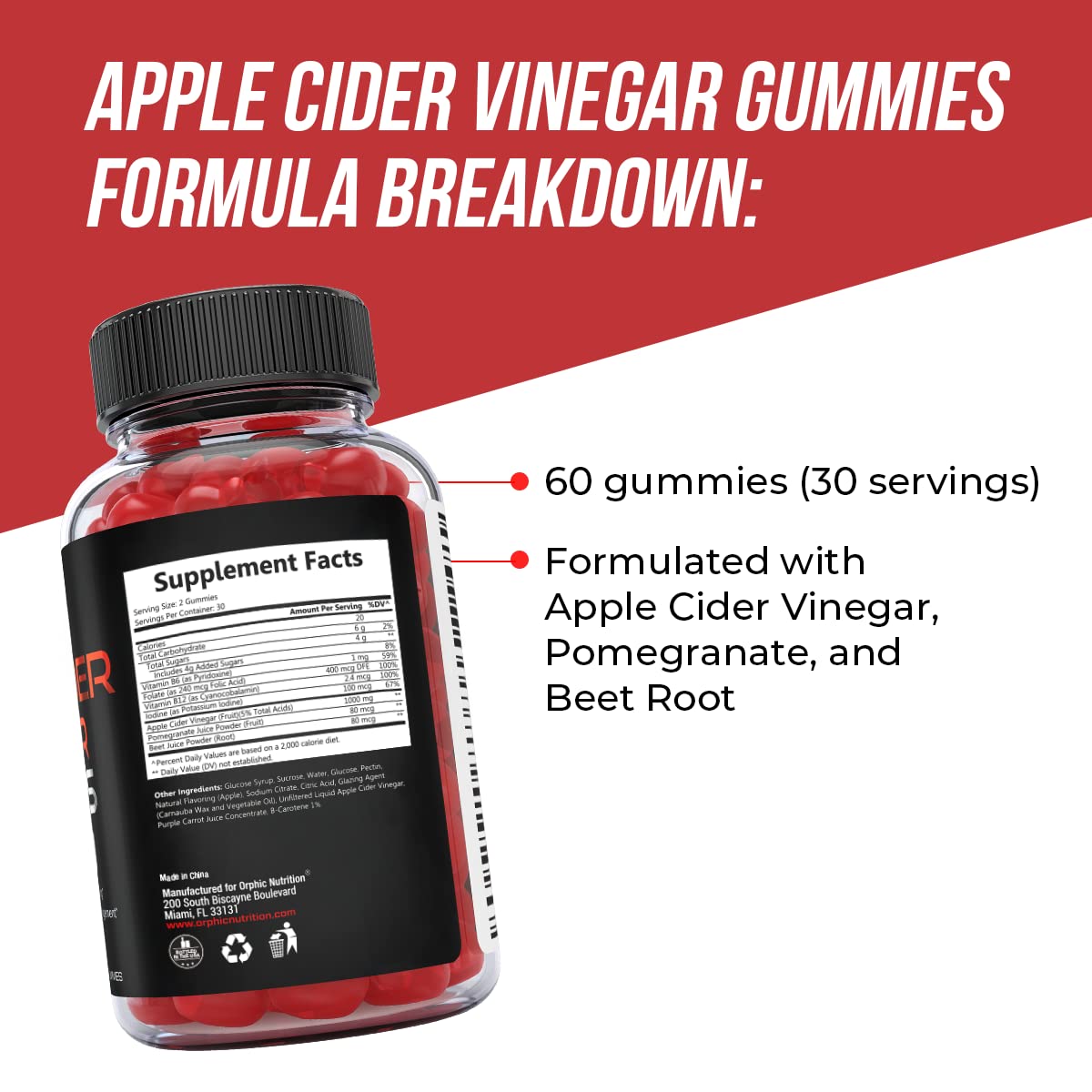 Apple Cider Vinegar Gummies - 1000mg - Formulated to Support Weight ORPHIC NUTRITION uk supplements