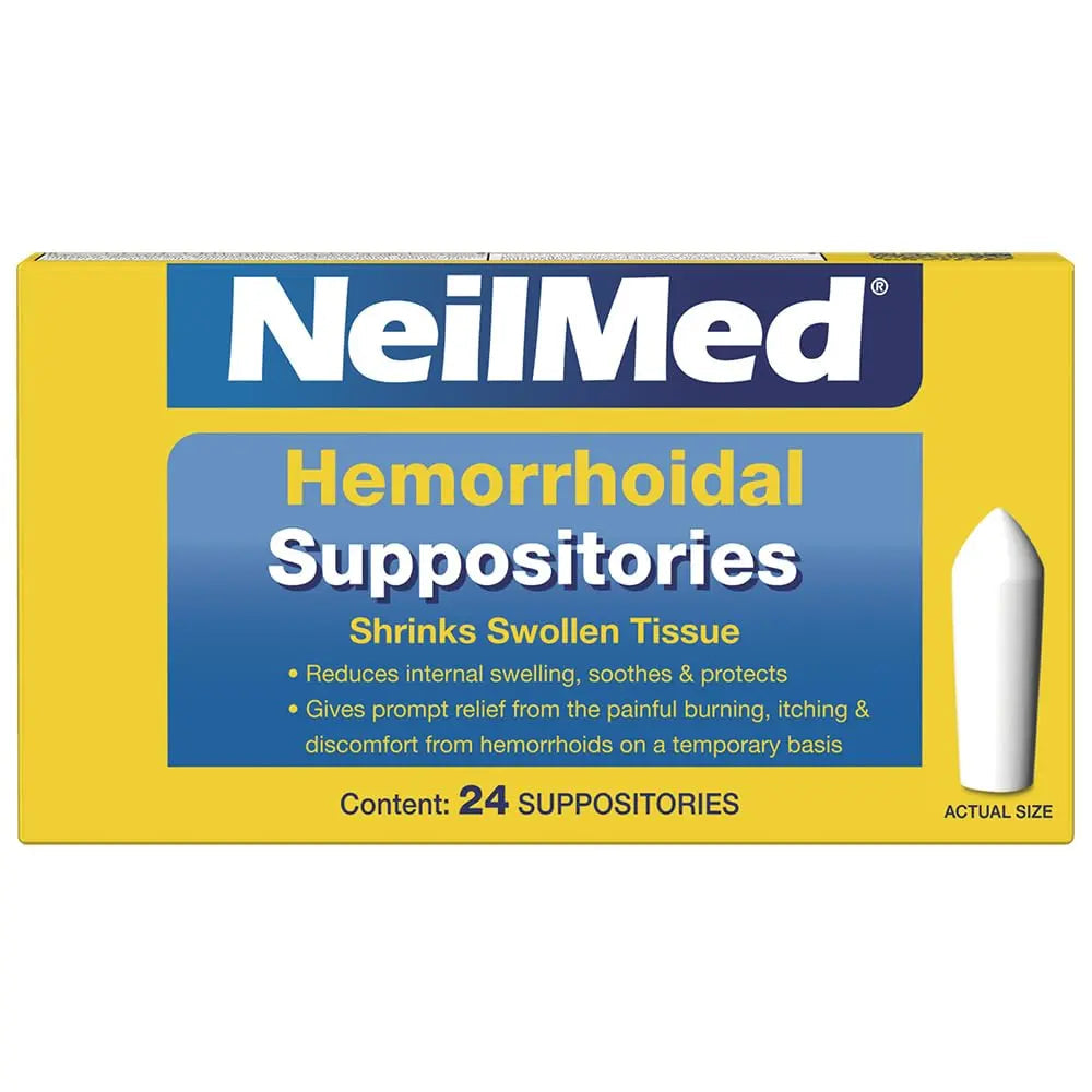 NeilMed Hemorrhoidal Suppositories, Shrinks Swollen Tissue, Relief from Burning, Itching and Discomfort of Hemorrhoids, 24 Count NeilMed uk supplements