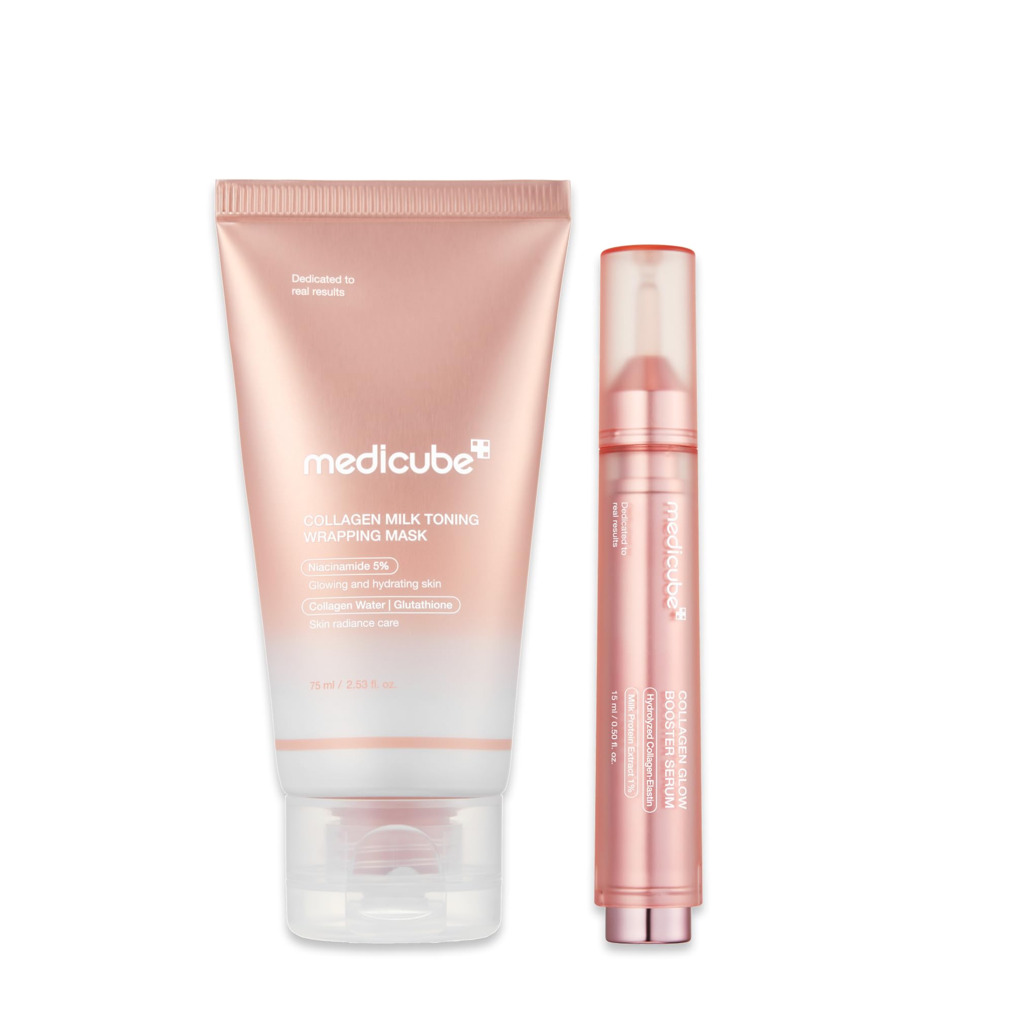 medicube Milky Collagen Double Glow Lock Duo: Collagen Glazed Milky Wrapping Mask and Booster Serum | 130DaCollagen, Niacinamide, Glutathione for Plumped, Radiant Glass Skin medicube uk supplements