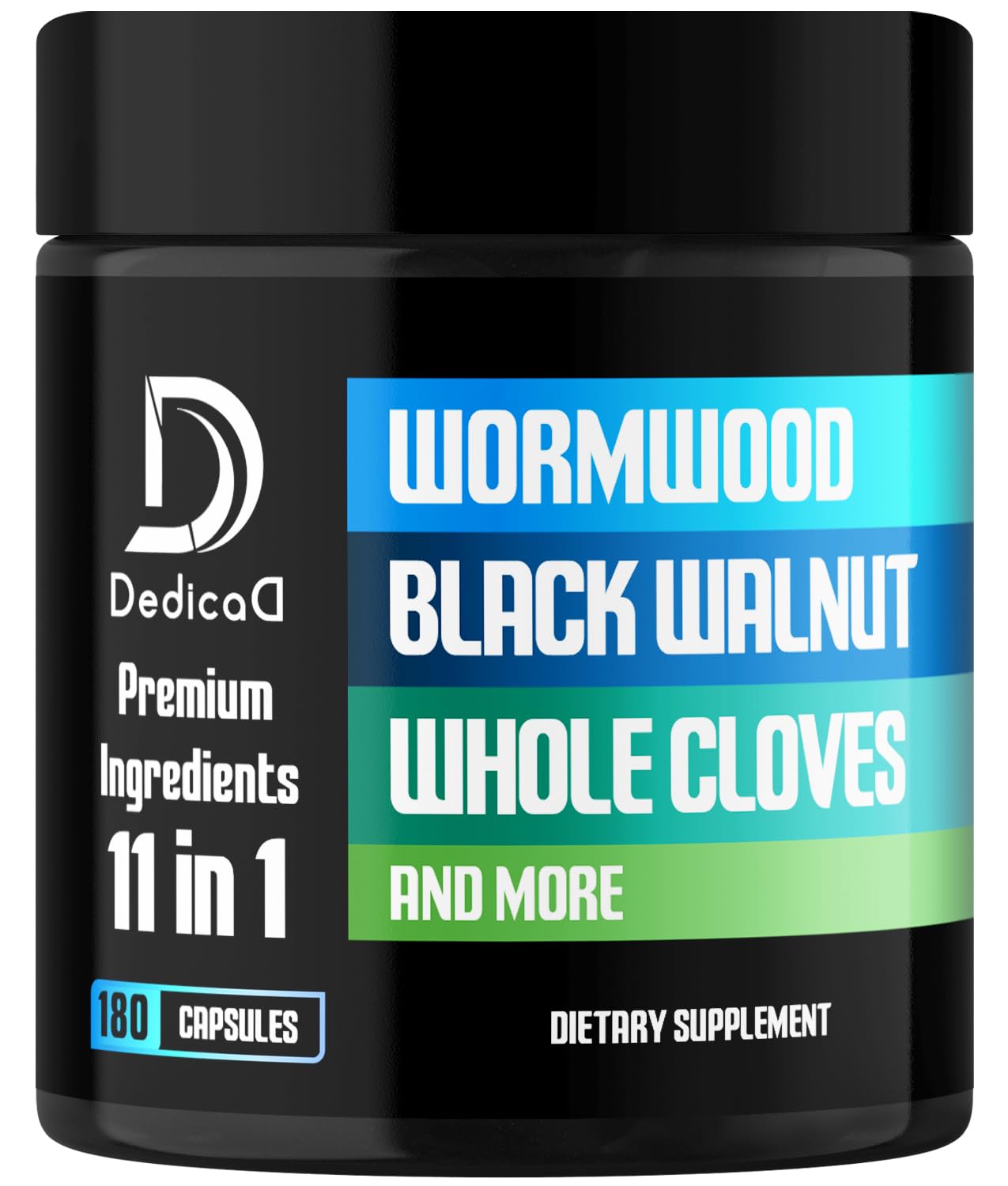 DEDICAD 11in1 Wormwood Capsules - 180 Capsules Extracted from Black Walnut, Cloves, Ginger, Turmeric, Apple, Berberine HCl & More - Support Immune System for 3 Months DEDICAD uk supplements