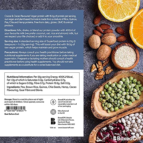 Vegan Protein Powder, Complete Plant Based Protein - 5 Plant Protein Sources - No Additives Boxed Off uk supplements