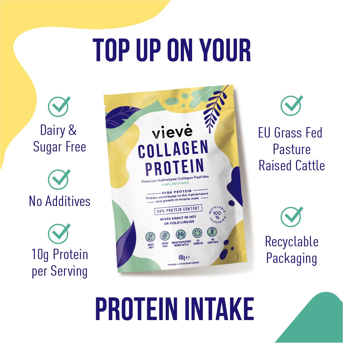 Vieve Collagen Protein Powder - Hydrolysed Bovine Peptides - Diet Support Supplement for Skin, Hair, Nail Vieve uk supplements