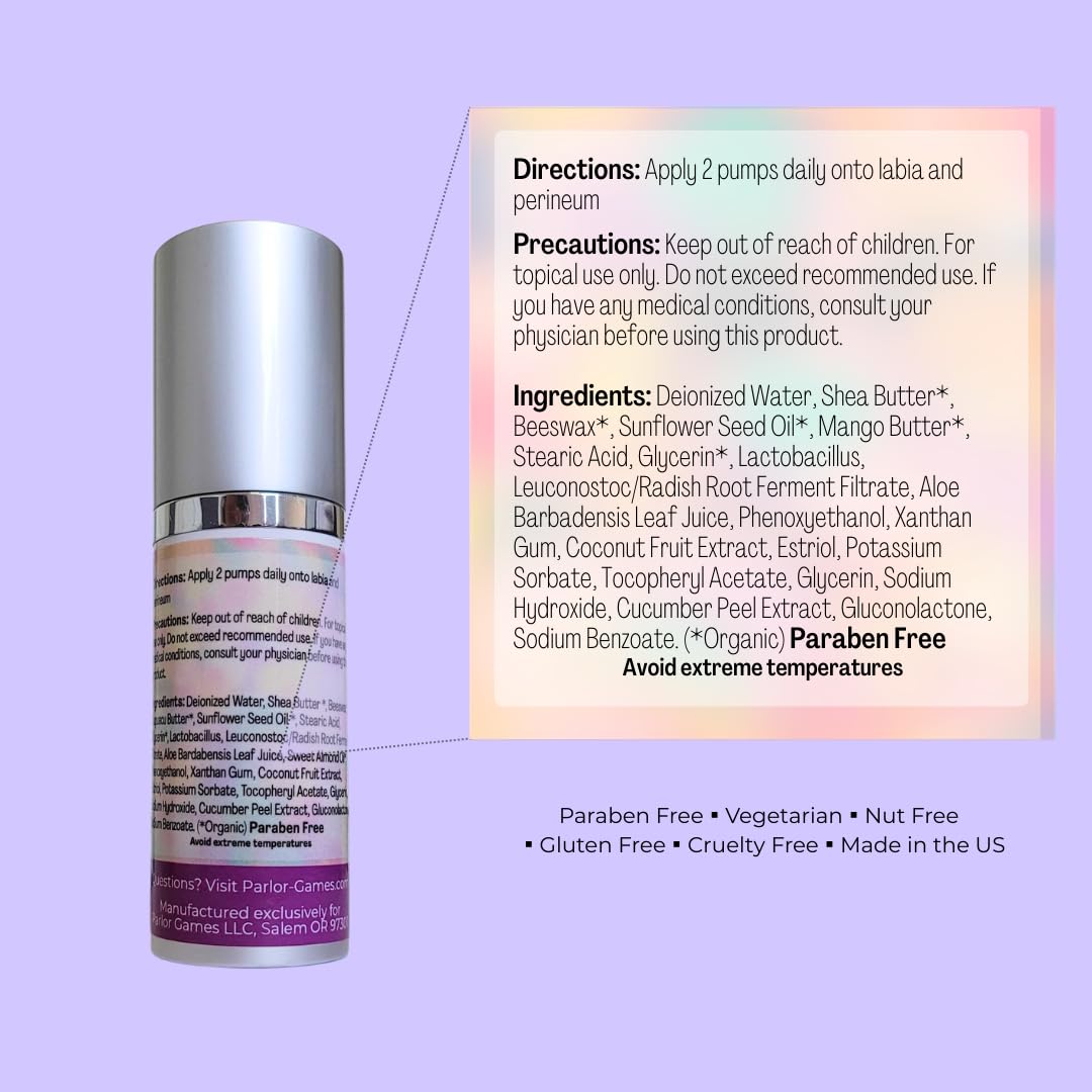 Silky Peach Cream by Parlor Games – Bioidentical Estriol Cream for Women – Menopause Relief for Vaginal Dryness & Vulva Itch – 30ml Bottle (2 Month Supply) Parlor Games uk supplements