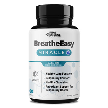 Real Science Nutrition BreatheEasy Lung Support Supplement for Lung Health & Respiratory Wellness – Lung Cleanse Formula with Vinitrox, GABA for Circulation Support - Made in USA - 60 Capsules Real Science Nutrition uk supplements