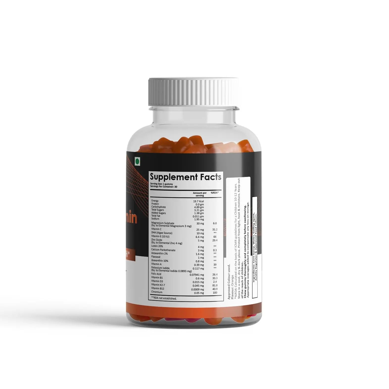 CHARMSVEDA Multivitamin Gummies – Energy, Immunity & Overall Wellness with DHA, Vitamin C, Zinc & Antioxidants – Orange Flavour – 30 Gummies CHARMSVEDA uk supplements