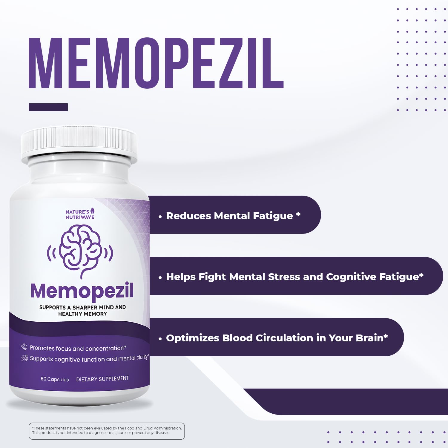 Memopezil – Daily Supplement with Vitamins A,B, C,D,E, Minerals & Botanical Extracts – Clean, Stimulant-Free Formula – GMP-Certified, Non-GMO, Made in USA - 60 Capsules, 30 Servings, 1 Month Supply Nature’s NutriWave uk supplements