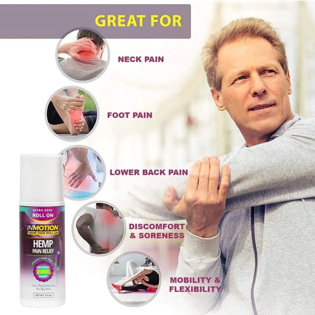 InMotion Hemp Roll On for Pain - 4 Pack Premium Ultra Strength Fast Acting, Long Lasting, Odorless Hemp Oil Roll On Pain Reliever for Joint, Muscle, & Back (4) InMotion Hemp uk supplements