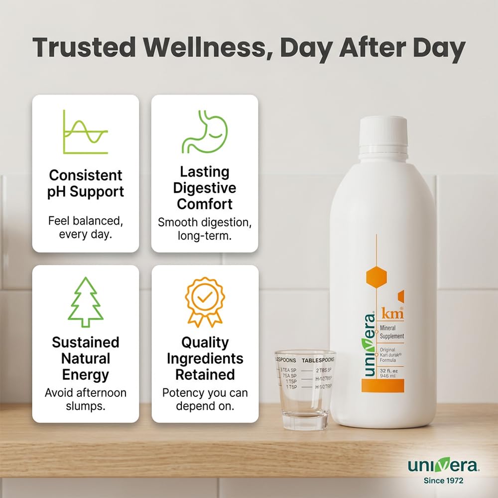 Univera km Liquid Potassium Supplement, pH Balance, Digestion Support, Mineral Supplements with Magnesium, Original Karl Jurak Formula, 32 fl oz (30-Day Supply) Univera uk supplements