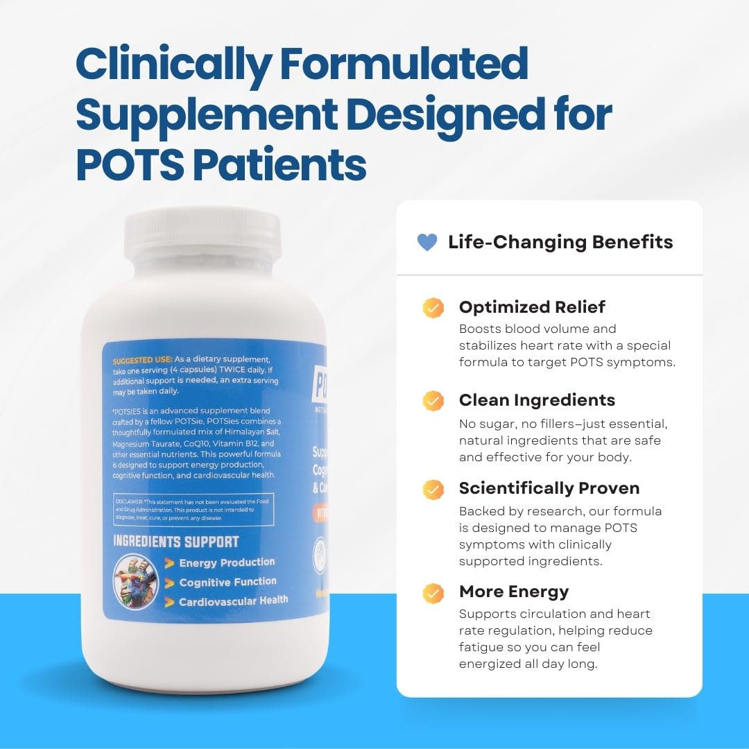 Potsies POTS Supplement Vitamin & Nutraceutical Mix Capsules for Pots Syndrome | POTS Management Essentials | 240 Capsules - 30 Day Supply Potsies uk supplements
