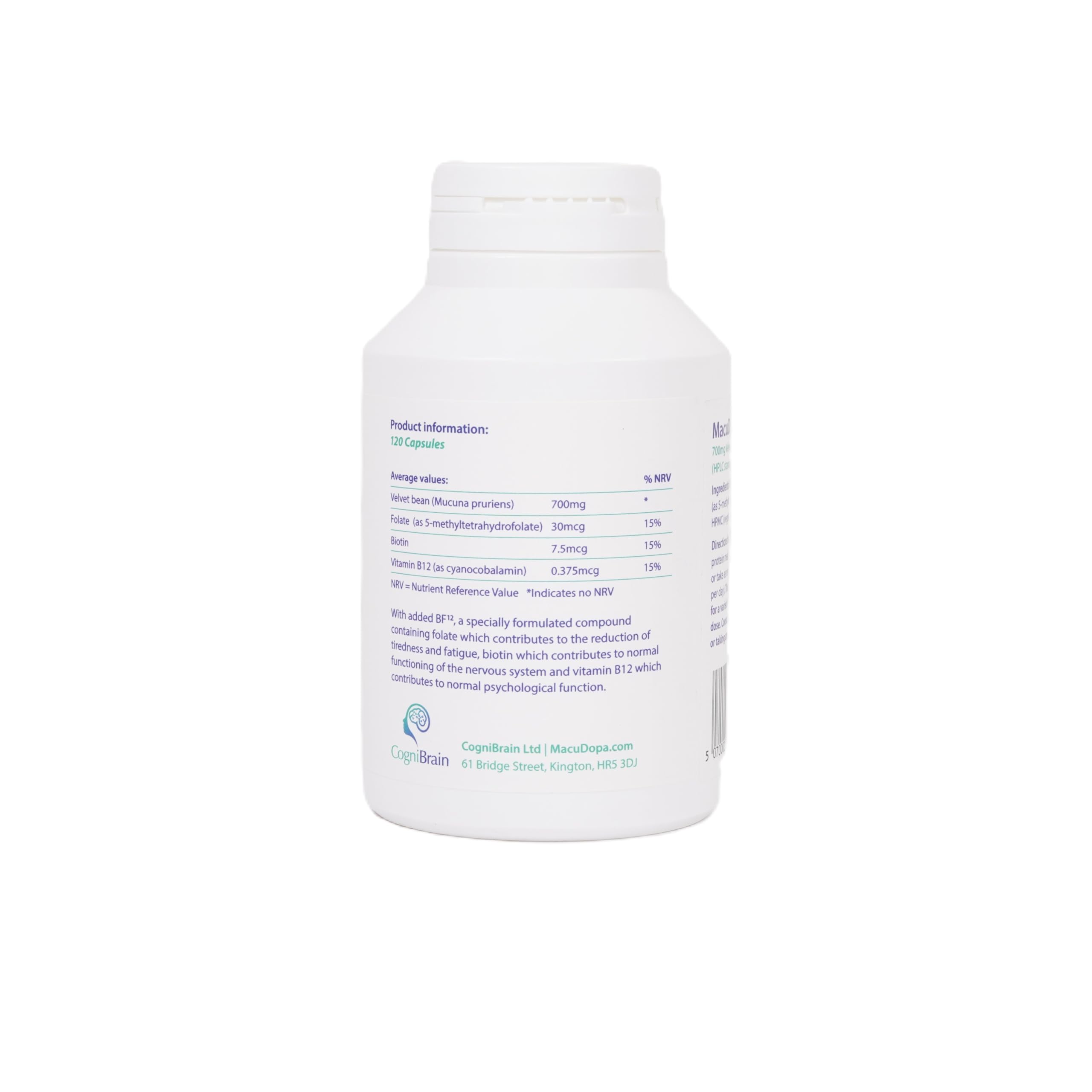 Macudopa Day Capsules 700mg Proprietary Blend, 63% HPLC standardised Levodopa. 120 Veggie Capsules MacuDopa uk supplements