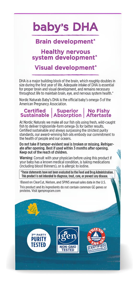Nordic Naturals Baby’s DHA, Unflavored - 2 oz - 1050 mg Omega-3 + 300 IU Vitamin D3 - Supports Brain, Vision & Nervous System Development in Babies - Non-GMO - Servings May Vary Nordic Naturals uk supplements