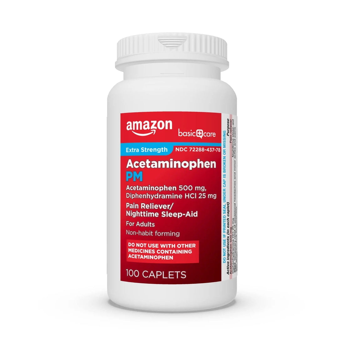 Amazon Basic Care Acetaminophen PM, Pain Reliever Plus Nighttime Sleep Aid, Blue, 100 Count Amazon Basic Care uk supplements
