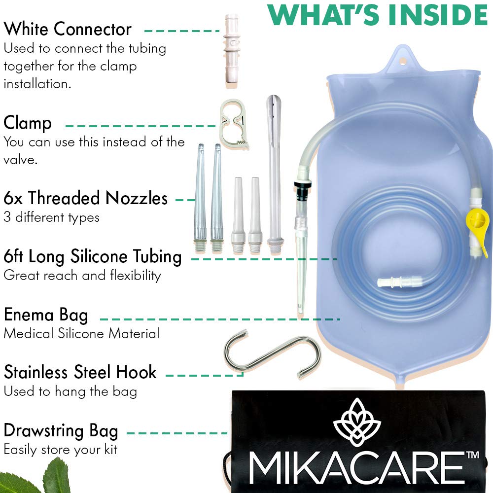 Mikacare Enema Bag Kit Clear Non-Toxic Silicone. for Coffee and Enema Kit for Colon Cleansing - Enema Detox Mikacare uk supplements