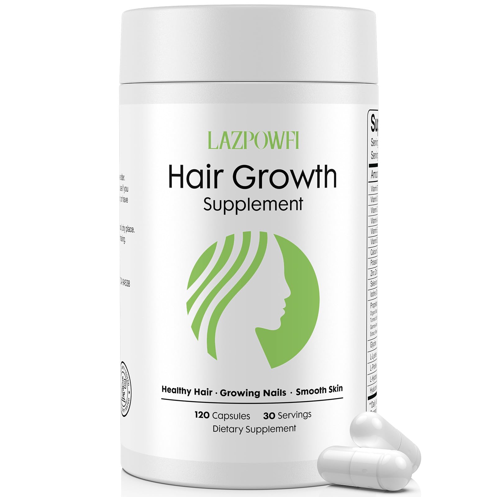 Lazpowfi Hair Growth Supplement, Biotin 10000mcg, 32-in-1 with Vitamin A, B3, C, Magnesium, Calcium, Hair Growth Products, Supports Hair & Nails Natural Growth Vitamins, for Women & Men - 30 Servings Lazpowfi uk supplements