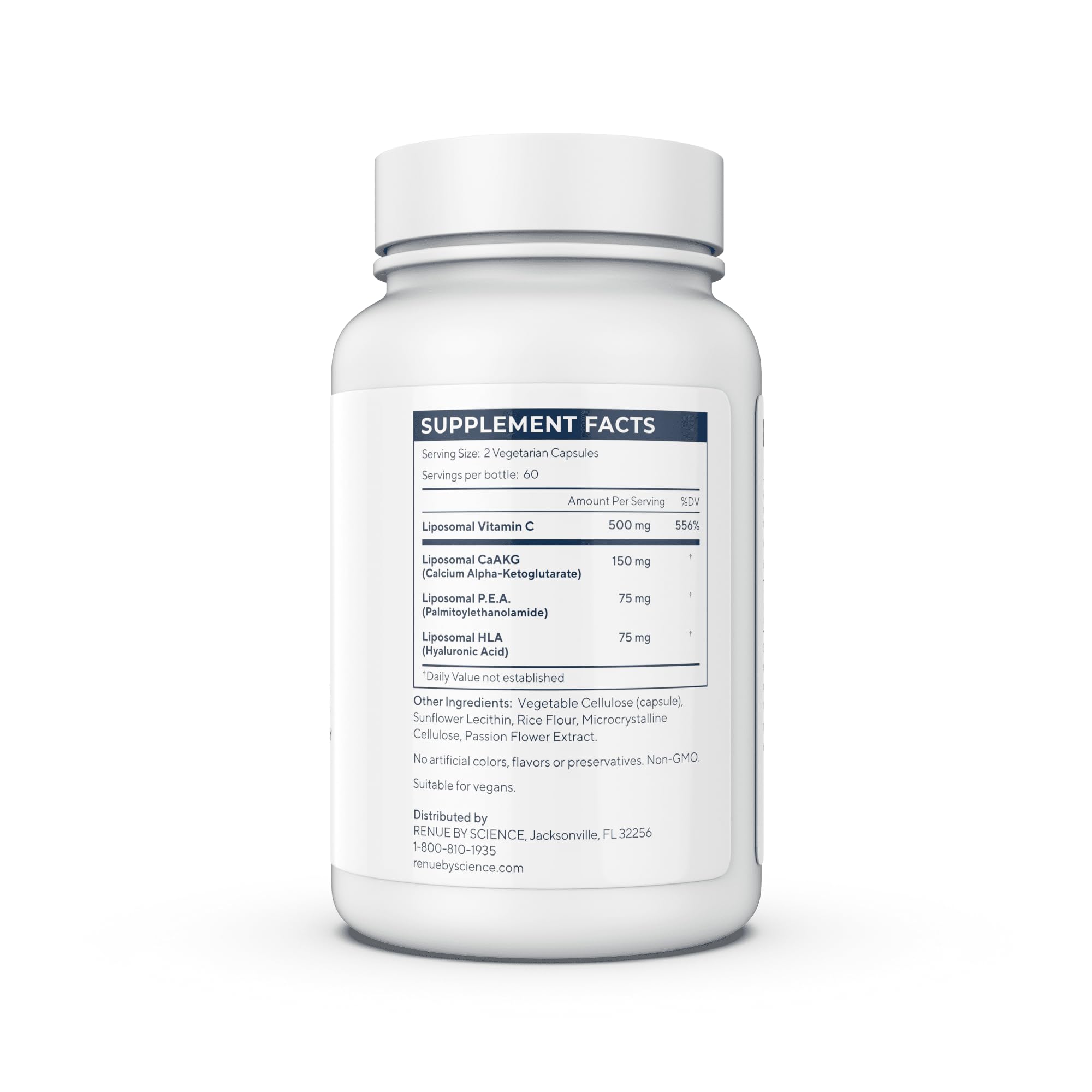 Renue By Science Shield | Liposomal Vitamin C CaAKG P.E.A Hyaluronic Acid Supplement | 120 Capsules with Vitamin C (500mg) CA AKG (150mg) Palmitoylethanolamide (75mg) HLA (75mg) | Made in The USA Renue By Science uk supplements