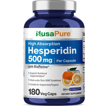 NusaPure Hesperidin 500 mg per Veggie Caps - 180 Capsules (BioPerine, High Absorption, Non-GMO) NusaPure uk supplements