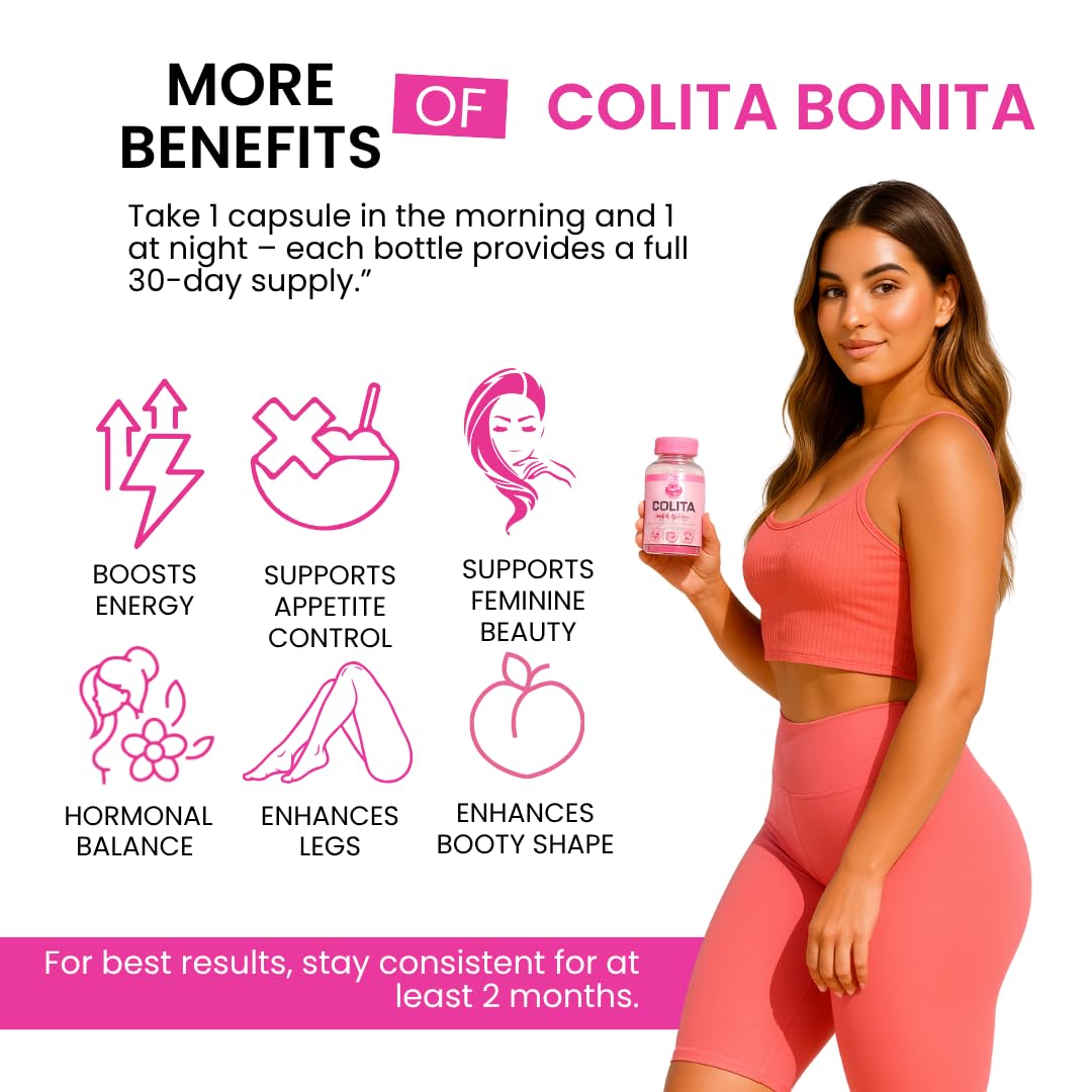 Colita Bonita – Aguaje, Black Maca & Fenugreek Pills – Natural Booty Growth & Hip Shaping Supplement – Supports Curves, Hormonal Balance & Waist Definition – 60 Capsules (30-Day Supply) Curvy Fruit uk supplements