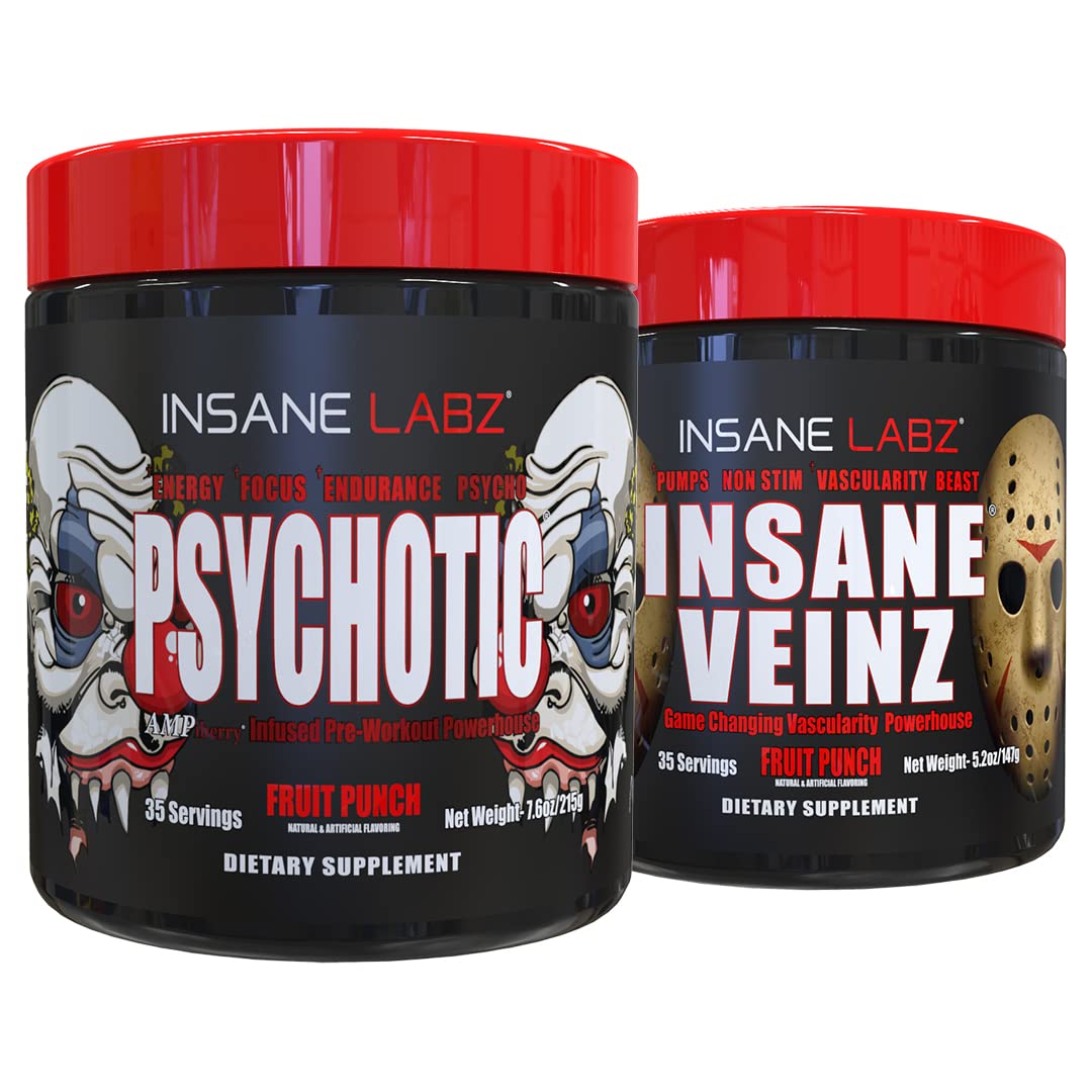 Psychotic, and Insane Veinz, Pre Workout Stack (Fruit Punch) Insane Labz uk supplements