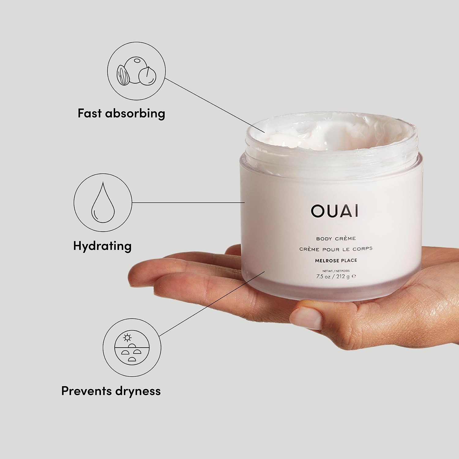 OUAI Body Cream, Melrose Place - Hydrating Whipped Body Cream with Cupuaçu Butter, Coconut Oil and Squalane - Softens Skin and Delivers Healthy-Looking Glow - Sulfate Free Skin Care (7.5 Oz) OUAI uk supplements