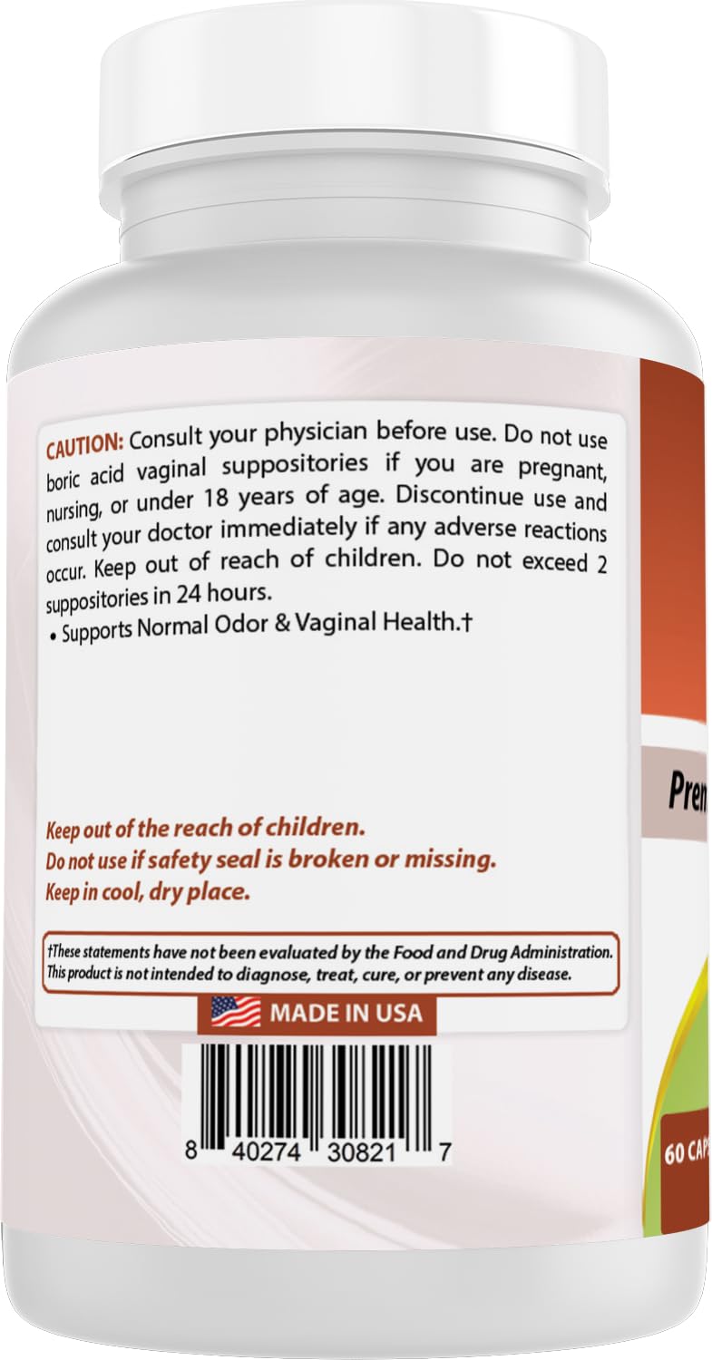 Best Naturals Boric Acid Vaginal Suppositories - Made in USA - USP Medical Grade Fine Powder, Easy Dissolve, Third Party Tested - 60 Count Best Naturals uk supplements